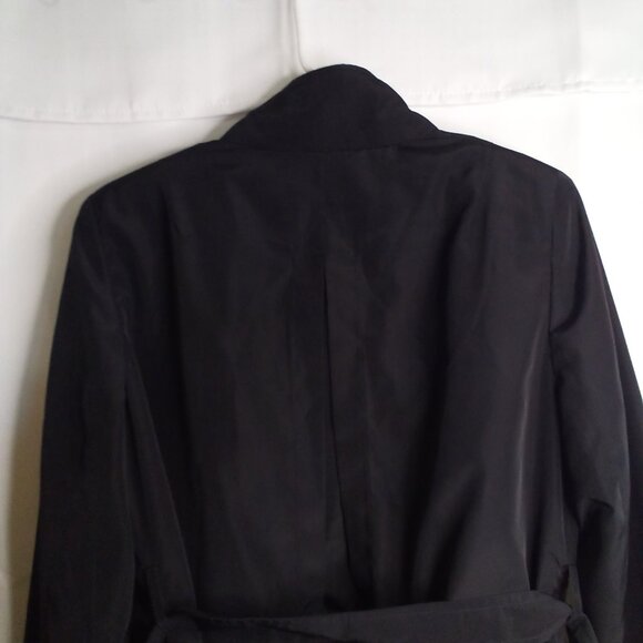 The Limited Jacket Trench Coat Women M Ruffle Belt Pockets Hidden Buttons Black - Picture 14 of 15